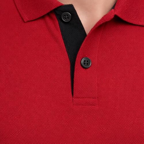 Image of Cotton Polo T-Shirt for Men | Solid Color Regular Fit Collar Neck T-Shirt
