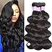 Flady Hair Brazilian Body Wave Virgin Hair 3 Bundles Unprocessed Brazilian Human Hair Weave Bundles Black Color (22/24/24 Inch)
