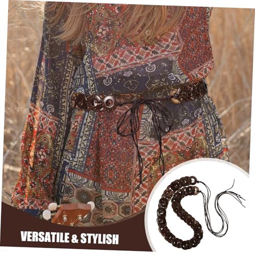TENDYCOCO Coconut Shell Woven Belt for Women Waist Band Handmade Retro Fashion Accessory Unique Chunky Design for Dress Casual Wear4