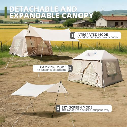 Carpa inflable para camping 4-6 personas beige miniatura 4