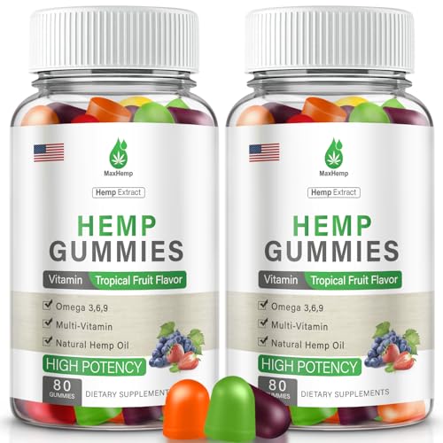 2 Packs Hemp Gummies for Sleep, Pain, Anxiety - Hemp Sleep Gummy 100% Natural Organic Extra Strength High Potency with Pure Hemp Oil Extract Vegan Bear Candy