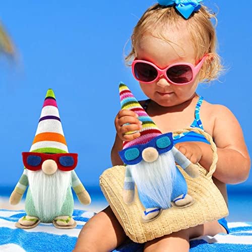 Godeufe 2-Piece Set Beach Gonk Gnome Plush Spring Decoration Scandinavian Tomte Handmade for Party Farmhouse Home Table Kitchen Shelf Display Tiered Tray Decorations