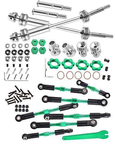 Cardan CVD RC en alliage premium avec tendeurs biellettes vert pour Rustler 2WD 1/10