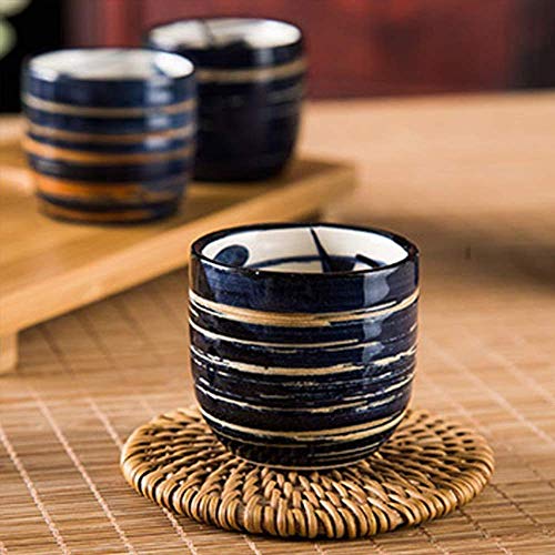 Service à saké céramique design bleu ensemble bouteille et tasses de dégustation - 5
