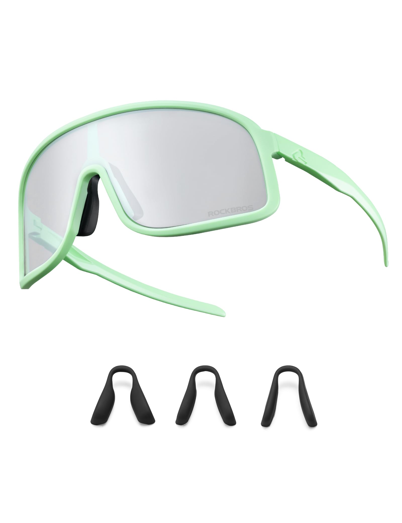 ROCKBROS Selbsttönend Fahrradbrille, Photochrome UV400 Sonnenbrille Sportbrille, Ultraleichter TR90 Rahmen Laufbrille, Austauschbare Nasenpads Cycling Glasses für Damen Radfahren MTB Laufen - 1