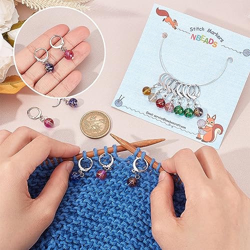 NBEADS 24 Pcs Glass Bead Stitch Markers - Image 3