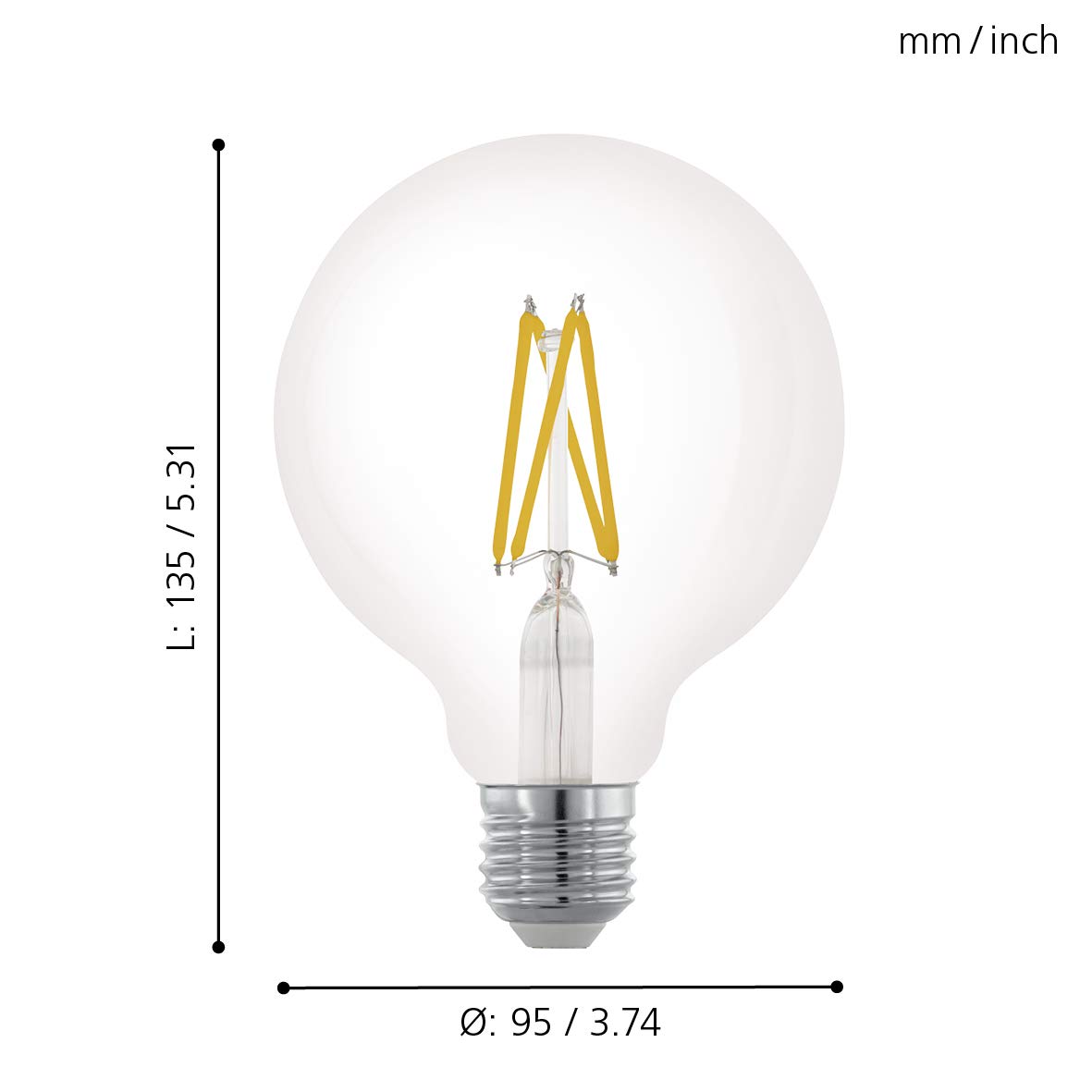 Eglo E27 LED dimmerabile, lampadina classica a globo, illuminazione (Confezione da 3)