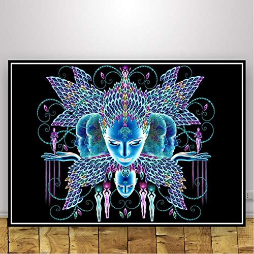 Peinture blacklight abstraite trippy 50x70cm sans cadre pour decoration murale salon