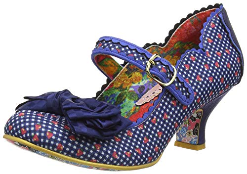 Irregular Choice Summer Breeze, Zapatos de tacón con Punta Cerrada para Mujer, Azul (Blue Check Q), 37 EU