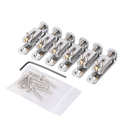 Lyws 6Pcs Individual Single Roller Saddle Guitar Bridge For 3/4/5/6 String Guitar Cigar Box Banjo Parts (Sliver) #TOP9