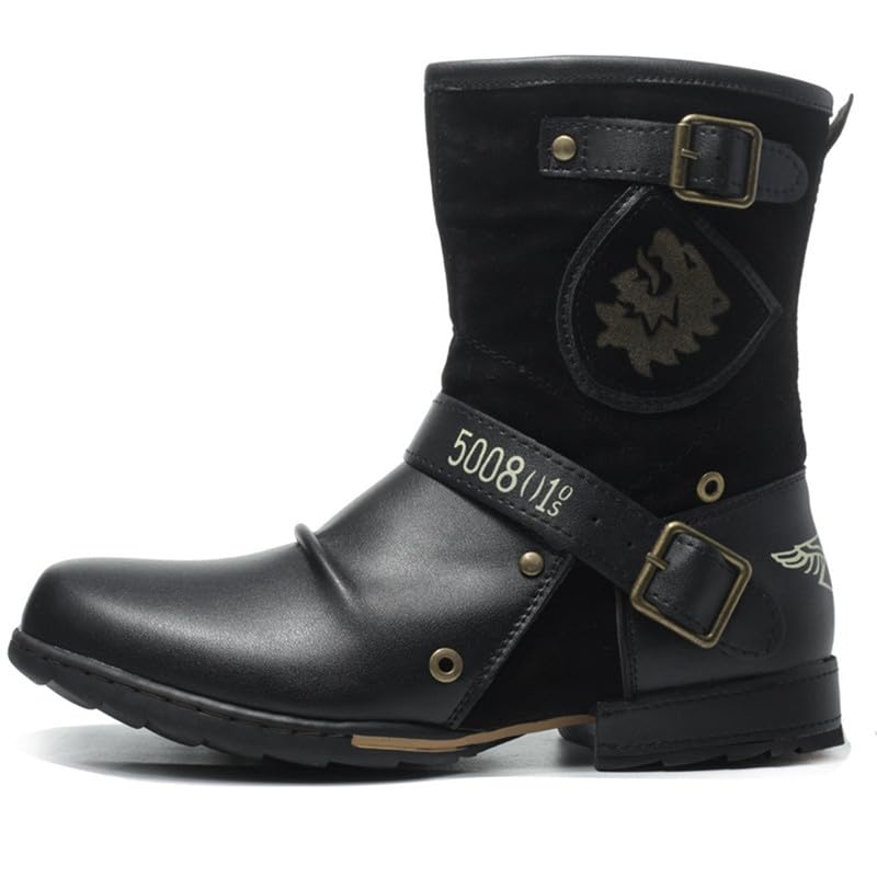 Men's Western Boots with Embroidery Cowboy Boot Zipper Short Boots Footwear with Traditional Round Toe Work Boots