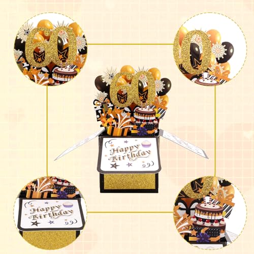 Happy 60th Birthday Pop-Up Card, Happy Birthday 3d Cards Boxed Card Gifts Box 3d Greeting - Image 3