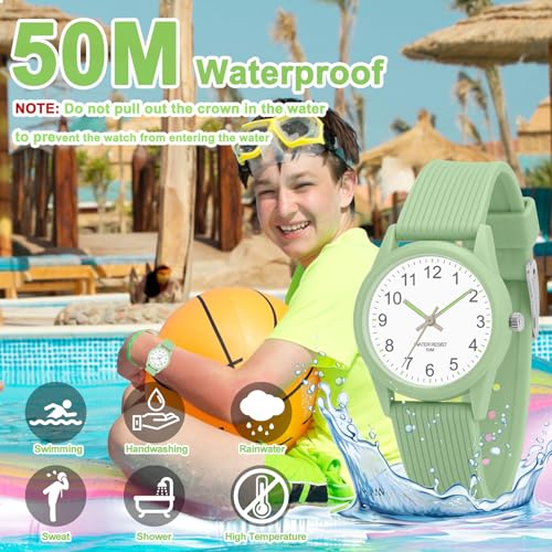 Kids Analog Watch Boys Girls, 30M Waterproof, Sports Watch for Boys, Easy to Read Children's Thin Dial Wrist Watches with Soft Band, for Ages 5-15 Kids Great Birthday Gifts Christmas Day2