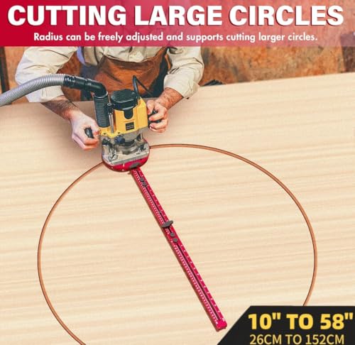 Image of Router Circle Cutting Jig for Full-Size & Mid-Size Routers - 4 in 1 Adjustable Router Jig, Aluminum Alloy Circle Cutting Guide, Extendable Arm Cuts Large Circles 10 inch to 58 inch for Woodworking