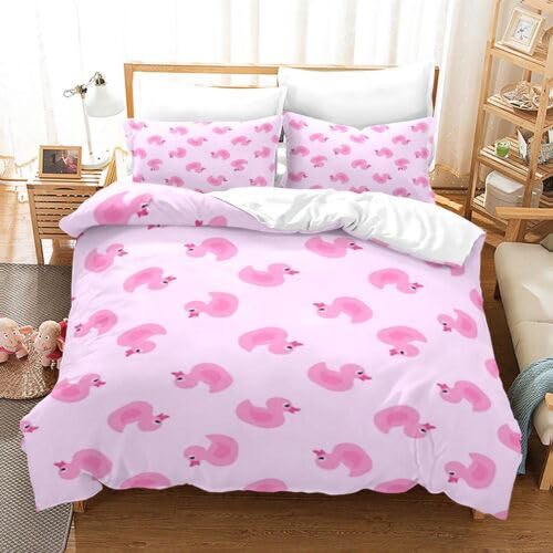 Housse de couette 220x240 rose en microfibre supérieure 110g/㎡ au toucher ultra doux