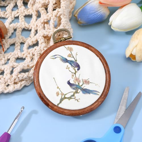 Image of cobee 15 Pcs 3 Inch Mini Embroidery Hoops, Imitated Wood Plastic Embroidery Frame for Display Circle Cross Stitch Hoop Ring Embroidery Hoops Set for Sewing Craft Hanging Ornaments