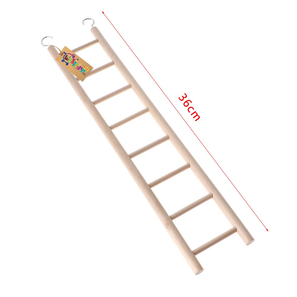 Western Era 8 Stairs Fun Natural Wooden Ladder Toy - Train and Entertain Your Feathered Friends,Perfect for Birds, Engage Your Birds in Playful Climbing (38cm)