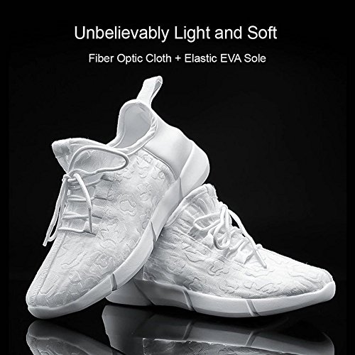 Fiber Optic LED Light up Shoes for Men and Women, Lightweight Sneakers USB Charging Glowing Party Shoes (US 12.5 Men = EUR 46, White)4