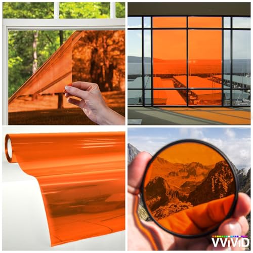 Image of VViViD Transparent Colorful Vinyl Window Tinting Sheets (30 inch x 25ft, Orange)