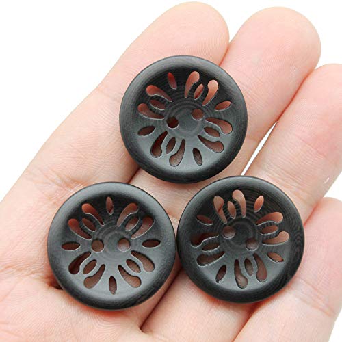 Raydodo 12 Pcs 25Mm Matt Black Buttons 1 Inch For Sewing Buttons Large 2-Holes Flatback Vintage Craft Buttons For Crafts And Diy Handmade Repair Clothing (Black) #TOP4