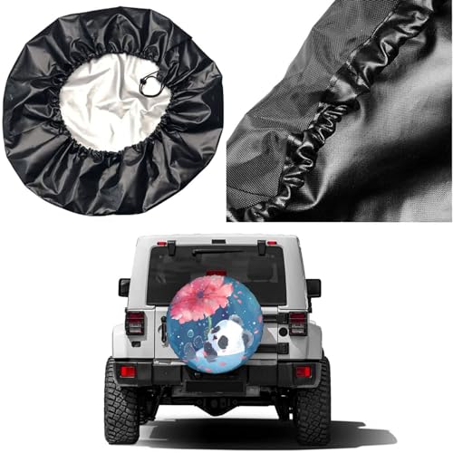 Image of Dujiea Cute Panda Spare Tire Cover, Universal Wheel Tire Cover Waterproof Dust-Proof Tire Protectors for Jeep Trailer Rv Van SUV Truck Camper and Many Vehicle 14 15 16 17 Inch