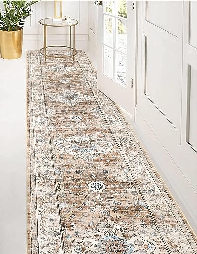 Pauwer Boho Hallway Runner Rug 2x10 Washable Entryway Area Rugs Non Slip Farmhouse Vintage Floor Mat Carpet Runner for Hallways Laundry Room Kitchen Bathroom Bedroom