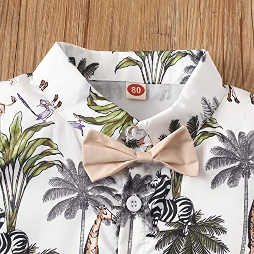 Image of CIYCUIT Toddler Baby Boys Shorts Set Short Sleeve Button Down Shirt + Shorts Pants 2 Pieces Summer Print Clothes Outfits