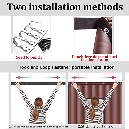 Syth Thermal Insulated Blackout Door Curtains Room Darkening Curtain,Household Soundproof Front Doorway,Waterproof Panel Privacy Drapes,For Air Conditioner Heater Kitchen Living Bedroom,Gray #TOP4