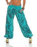 DH170 - passend für Konfektionsgröße 36-42. Super leichte und sehr bequeme Freizeithose mit Ornamentprint. Durch den lockeren Schnitt und den leichten Baumwollstoff haben Sie in dieser Hose jede Menge Bewegungsfreiheit. Unkomplizierte Haremshose ohne drückende Verschlüsse. Gute Wahl für Yoga, Joggen, Spazierengehen, Tanzen und Fitness im Fitnessstudio oder für Ihre tägliche Freizeitkleidung.