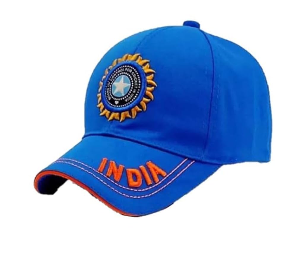 GenericUnisex Cotton India Cricket Cap - Blue, L - Adjustable Buckle, All Sports, Men, Women, Adults