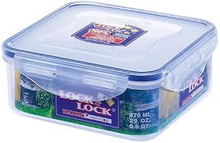 Lock & Lock HPL823 Square Storage Container - Clear/Blue, 870 ml