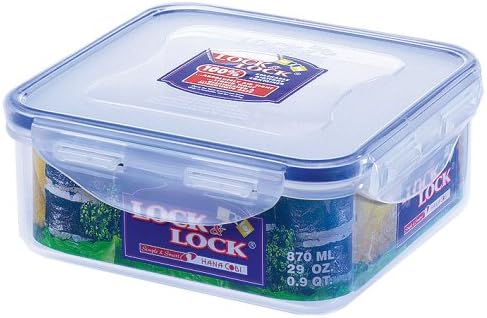 Lock & Lock HPL823 Square Storage Container - Clear/Blue, 870 ml