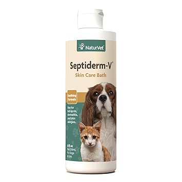 NaturVet Septiderm-V Skin Care Bath for Dogs and Cats, 8 oz Liquid,