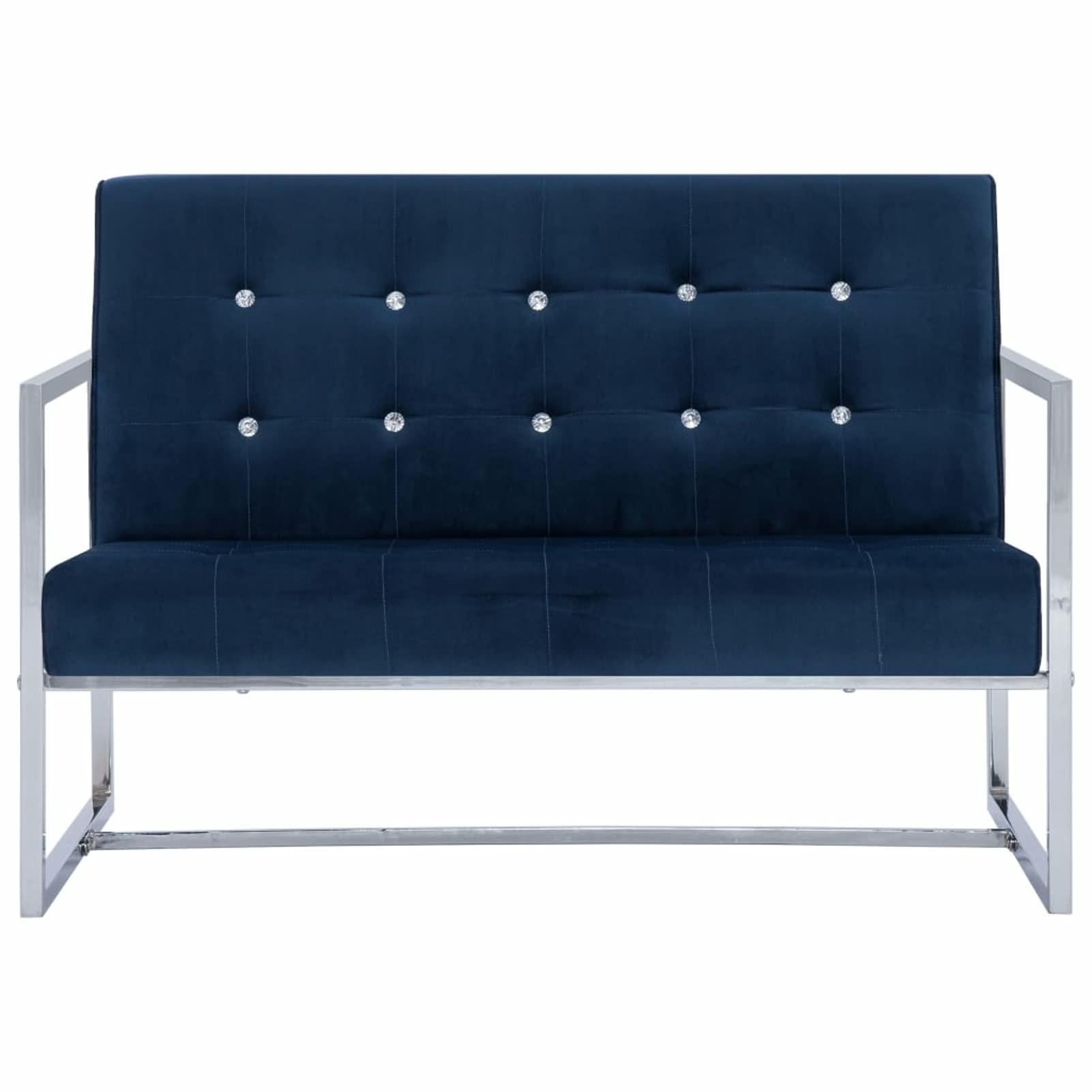 LAPOOH 2-Sitzer-Sofa mit Armlehnen, Couch für Wohnzimmer, für Wohnungen, Loungesofa, Sofas & Couches, Relaxsofa, Blau Chrom und Samt
