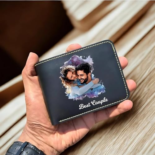 Image of Personalized Smart Pop-Up Leather Wallet for Men & Women | RFID Blocking Card Holer| Slim Magnetic Bifold Wallet with Quick Access Button - Holds 14 Cards & Cash