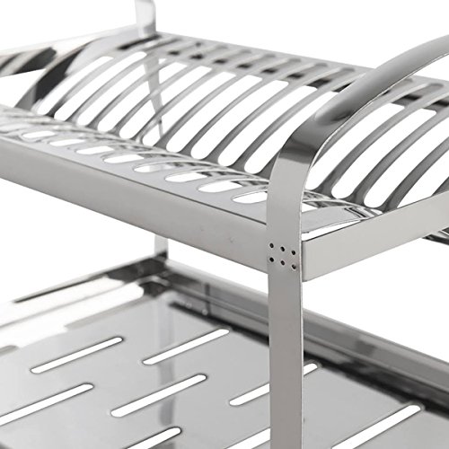 Escorredor 16 Pratos com Escorredor de Talheres Plástico Suprema, 50,5 x 27 x 28,5 cm, Aço Inox, Bri