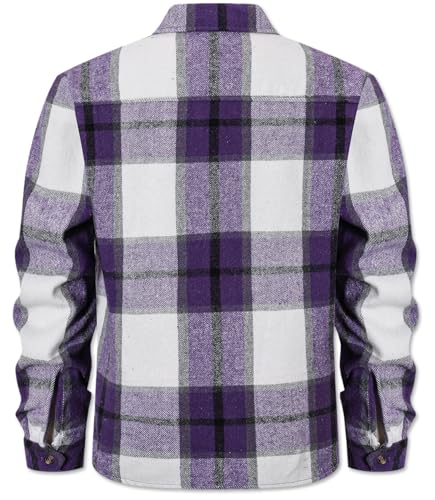 Image of Cromoncent Mens Boys Thick Flannel Shirt Long Sleeve Shirt Jacket Casual Button Down Multi Pockets Shacket