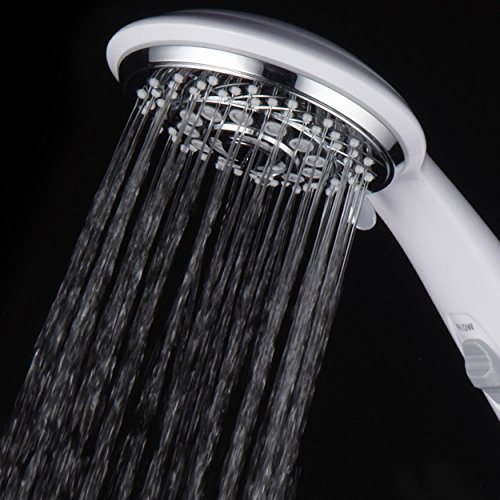 Hotelspa Designer White/Chrome-Face Spiral Handheld W/Patented On/Off Pause Switch #TOP2