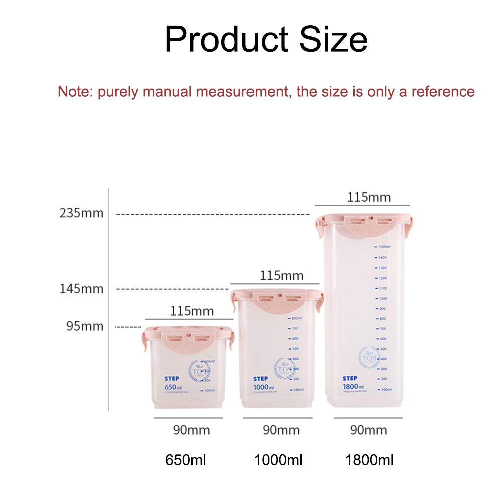 Contenitori Alimentari, Contenitore per Cereali, Durevole Impilabile Contenitori, Airtight, Mantieni Il Cibo Fresco e Asciutto, Pink