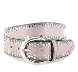  Vanzetti V3923 Rosé Ledergürtel mit Nieten für Damen, Länge:100