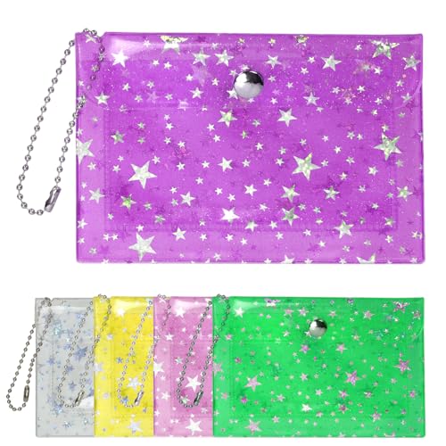Image of Swpeet 5Pcs 5 Colors 4.5×3.1 Inch PVC Coin Wallet Lipstick Case Keychain Vertical Clear Lipstick Pouch Organizer Cosmetic Bags for Purse, Waterproof Coin Purses & Pouches Mini Storage Purse