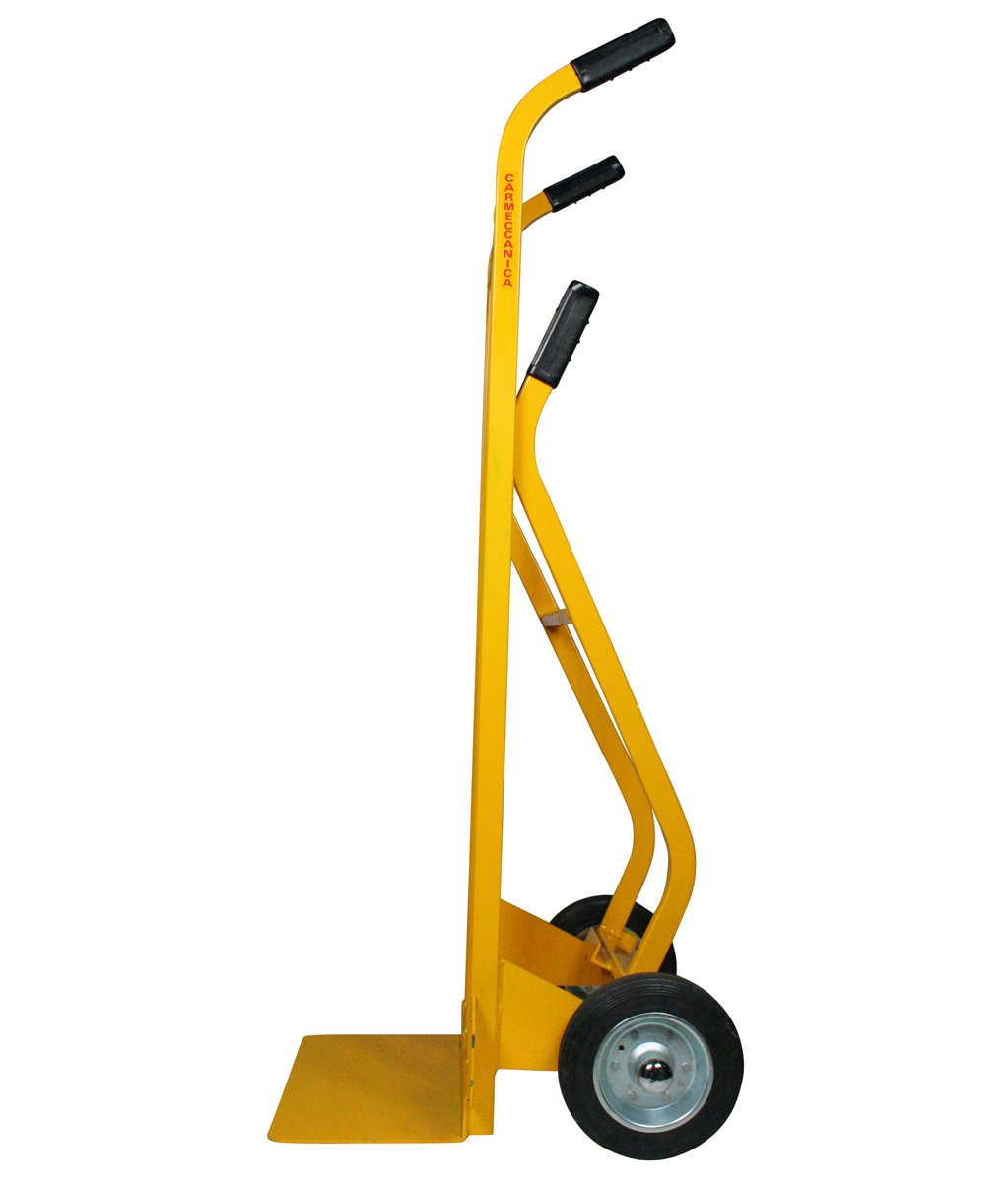 ART024 Carrello a Doppia Impugnatura Ruote Gomma Piena, Giallo