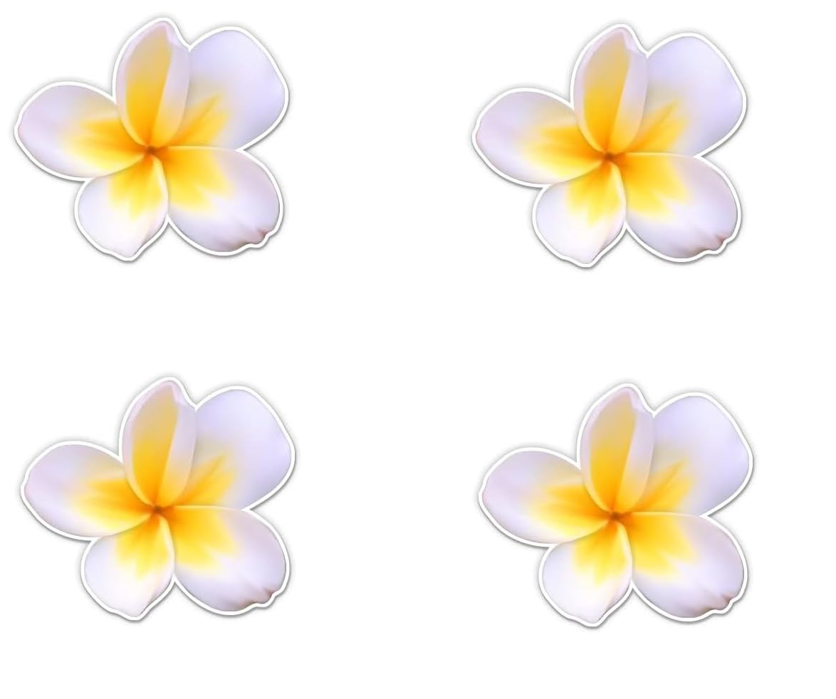 Pack of 4-3 Inch Stickers - Plumeria Flower - Vinyl Sticker - for Car Laptop Water Bottle Phone - Waterproof Decal - Sticker Graphic Decal