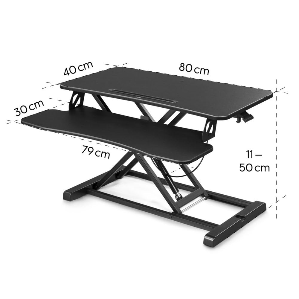 Hama Réhausseur de Bureau Ajustable en Hauteur, 80 x 40 cm, Noir