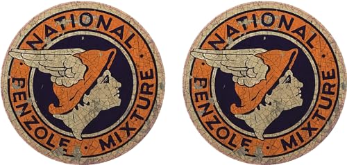 Pure Print Cut Olio Tuning Adesivi per Hotrod e Auto d'epoca, design retrò, temi da corsa, ratto V8, adesivi Rat Rod Oil Slick Sticker, 2 pezzi, 10 cm, STP & Pennzoil (National Benzole)