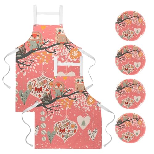 Lot de 2 tabliers de cuisine avec poches et broches pour bistrot