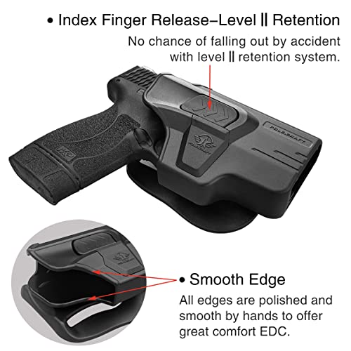 Pole.craft M&P 45 Shield Holster, Owb Paddle Polymer Holster Fit: Smith And Wesson M&P 45 Shield M2.0 3.3" Barrel 9Mm Pistol - Outside Waistband Carry With Safety Lock, Adjustable Belt 1.5''-2'' #TOP3