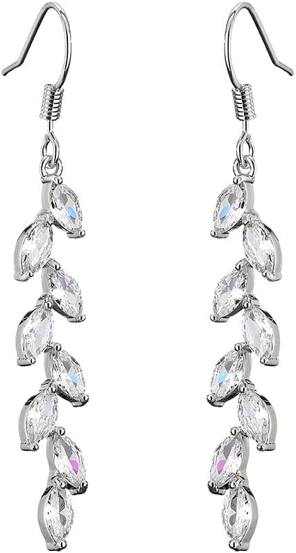 Wedding Earrings for Women Cubic Zirconia Dangle Bridal Marquise Earrings Silver Drop Dangle Earring for Bride Bridesmaid Prom