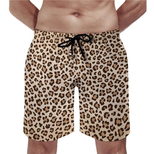 Short de bain homme léopard brun UMENG maillot de plage à cordon taille S