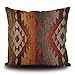 BAGEYOU Housse de coussin aztèque Navajo Orange Rouge Gris Tribal Decor Housse de coussin pour chambre à coucher Canapé Carré 50,8 x 50,8 cm Lin Motif imprimé